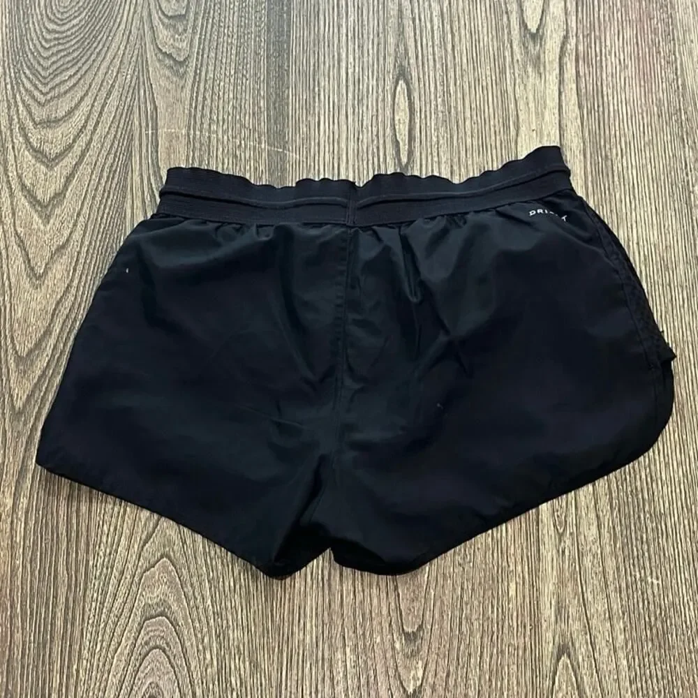 Nike Dri-Fit Womens Running Shorts Rubber Waistband Swoosh Logo Black Size XS